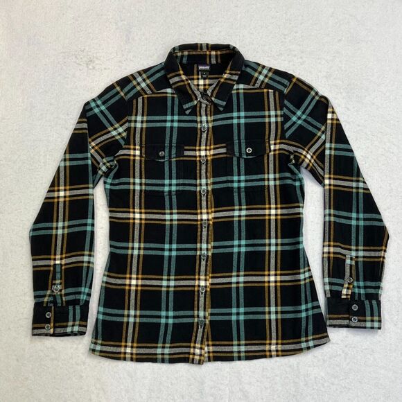 Womens Patagonia Long Sleeve Button Down Outdoor Flannel Plaid Shirt Size 6 EUC - Picture 1 of 4